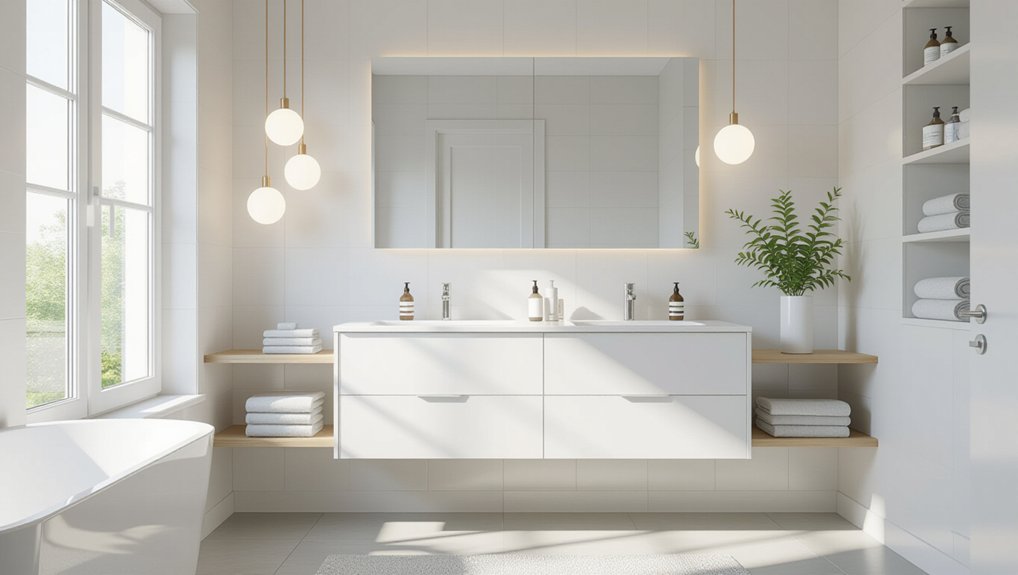 airy floating bathroom cabinets