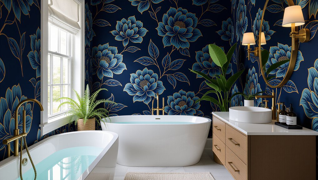 bold wallpaper transforms bathrooms