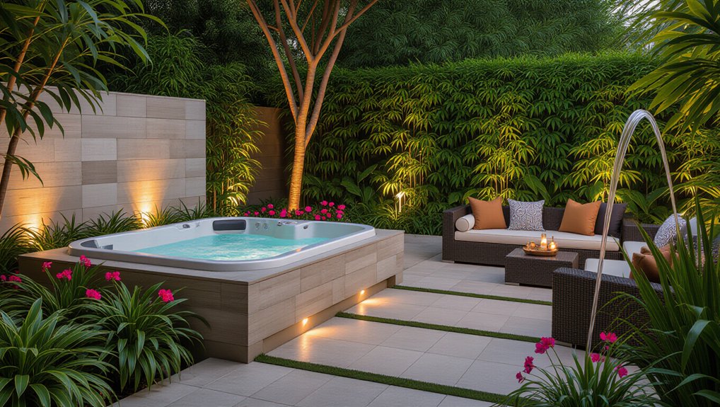 calm outdoor jacuzzi designs