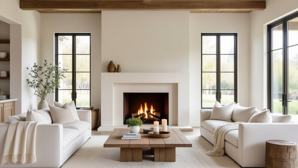 charming white fireplace integration