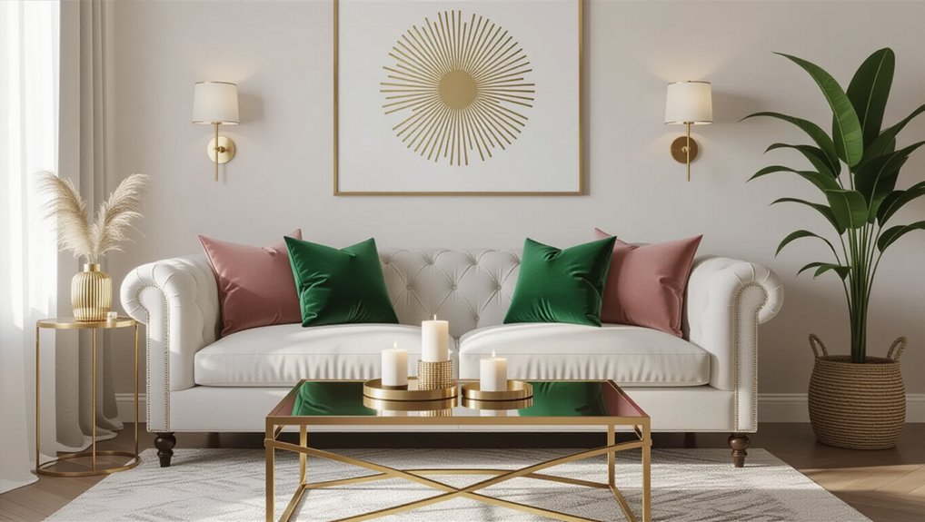 chic metallic couch accents