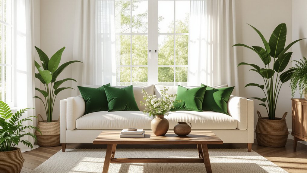 cozy forest green pillows