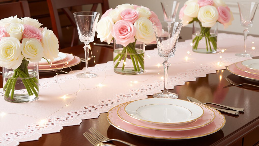 cozy heart themed table decor