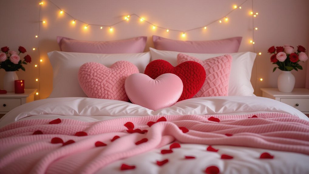 cozy heart themed throw pillows