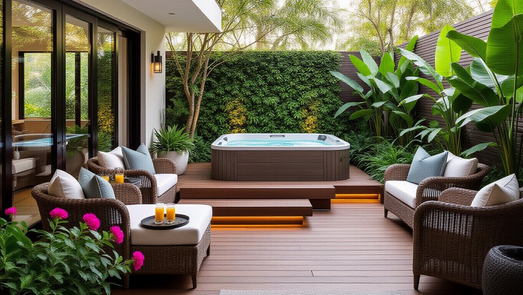 cozy jacuzzi seating area