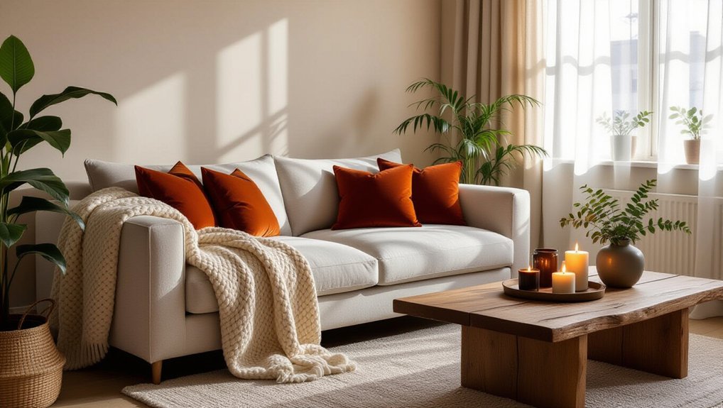 cozy living room textiles