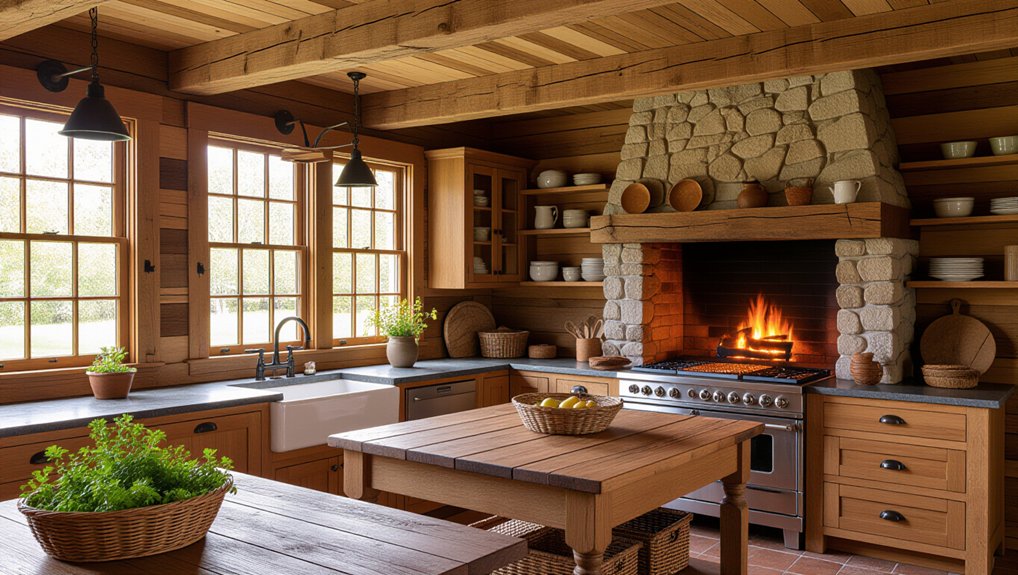 cozy rustic kitchen heating
