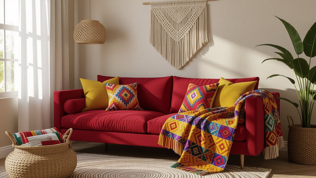 cozy textured throws and pillows