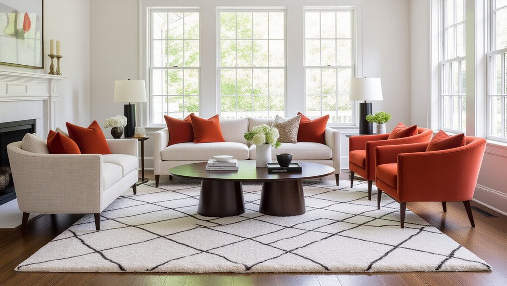 creative off center rug placement
