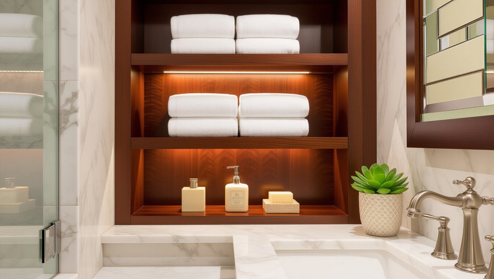 custom shelving enhances bathrooms