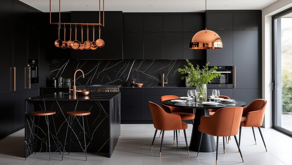 elegant black copper dining