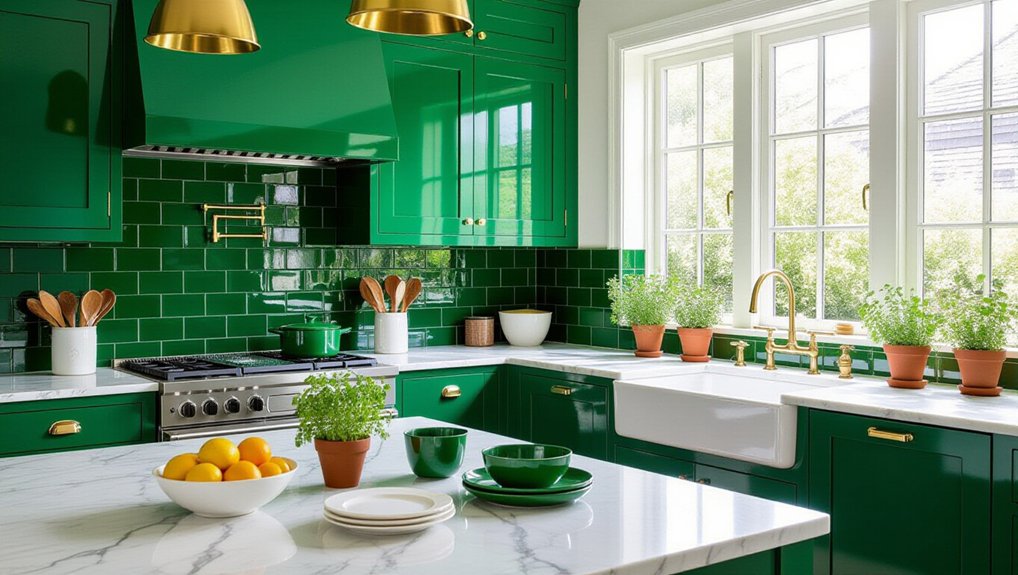 emerald green kitchen accents