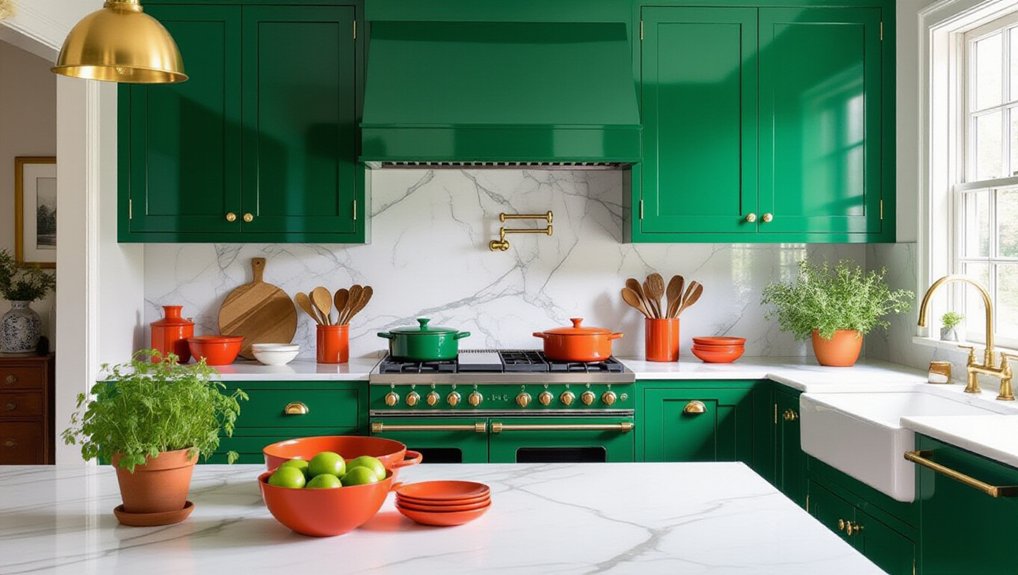emerald green kitchen combinations
