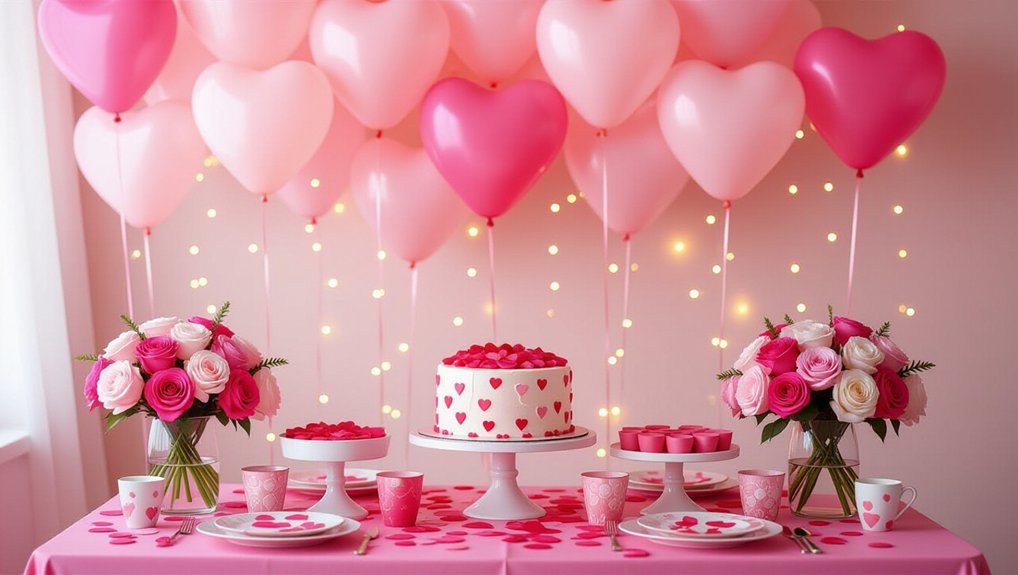 festive heart shaped balloon decor