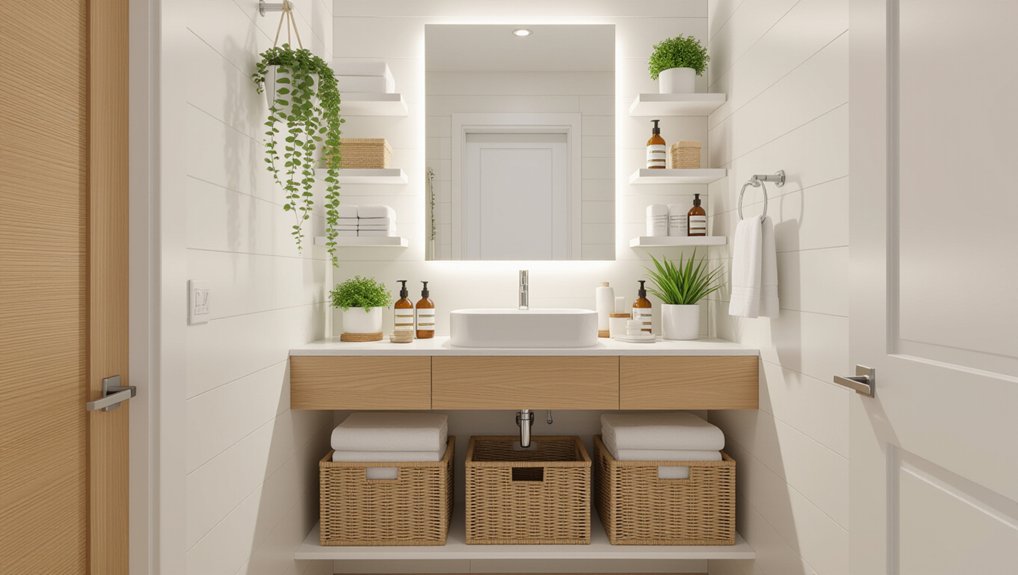 maximize bathroom vertical storage
