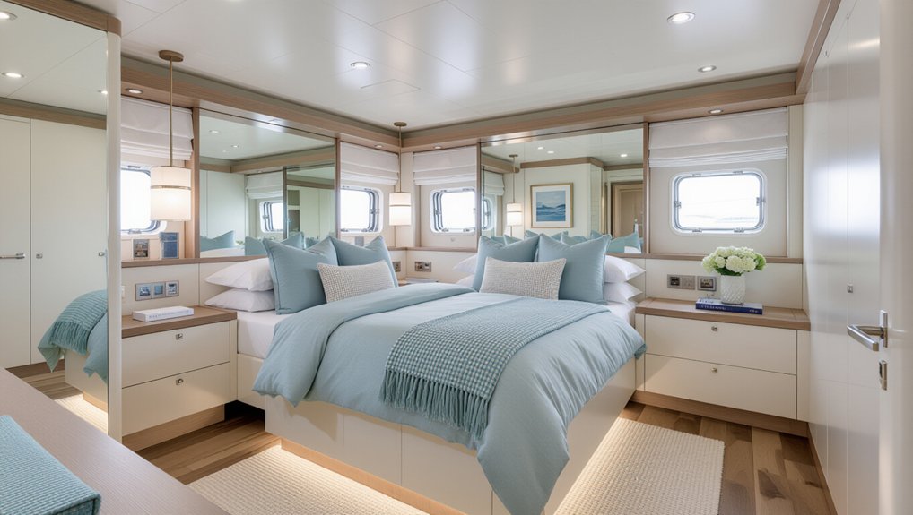 mirrors enhance yacht spaciousness