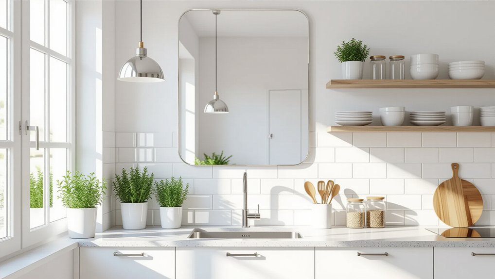 mirrors expand kitchen space