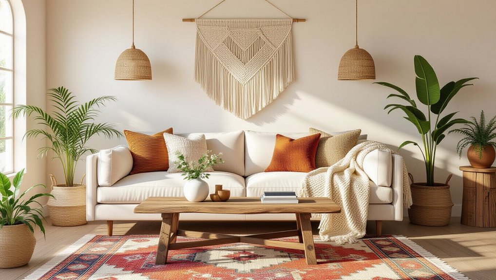 modern boho living room blend