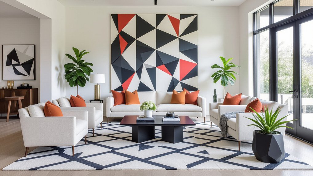 modern geometric living room