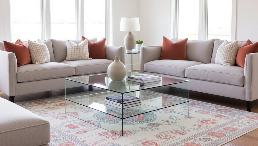 open airy glass tables