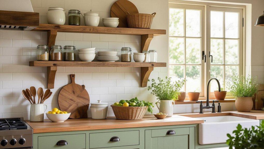reclaimed wood open shelving