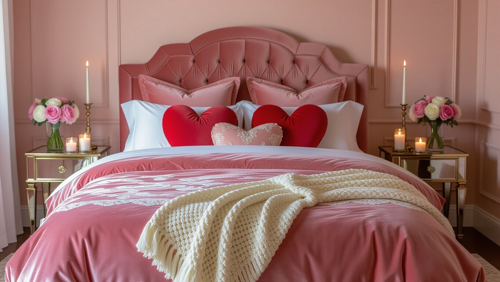 romantic pink and red bedding