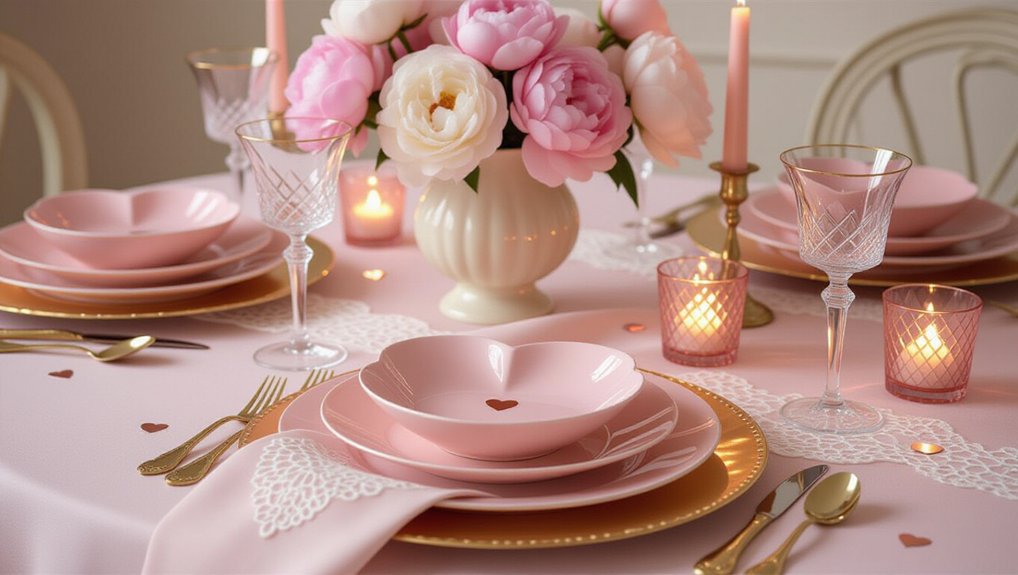 romantic pink dinner setting