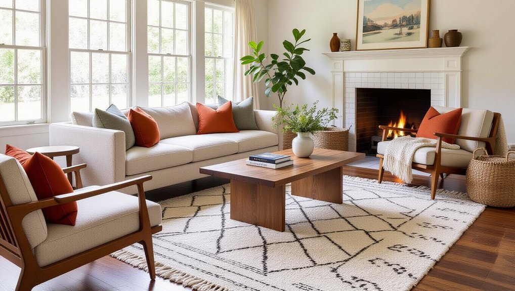 rug placement enhances living room