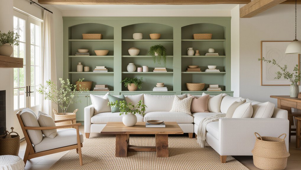rustic sage green shelving