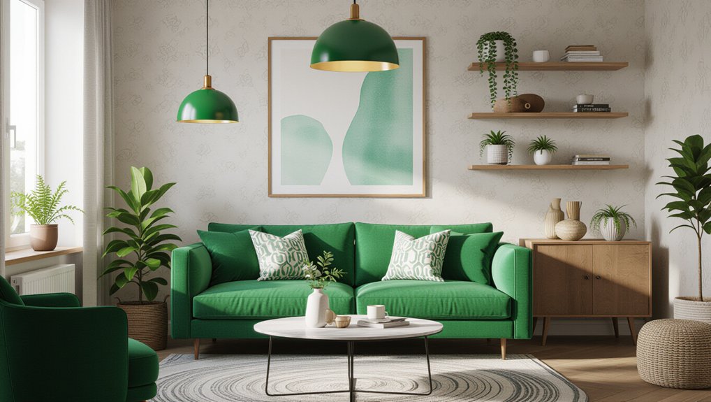 sage emerald green lighting