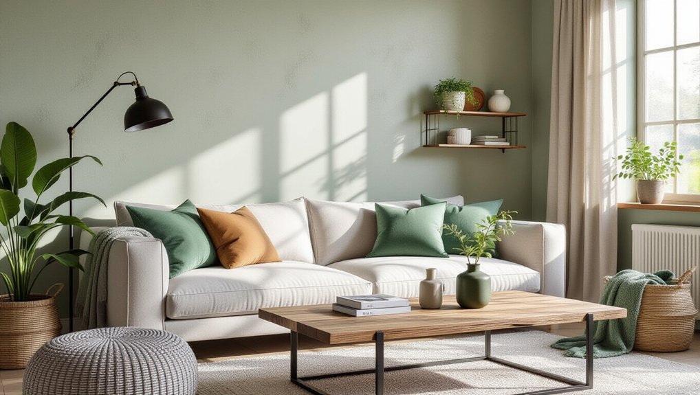 sage green and rustic metal