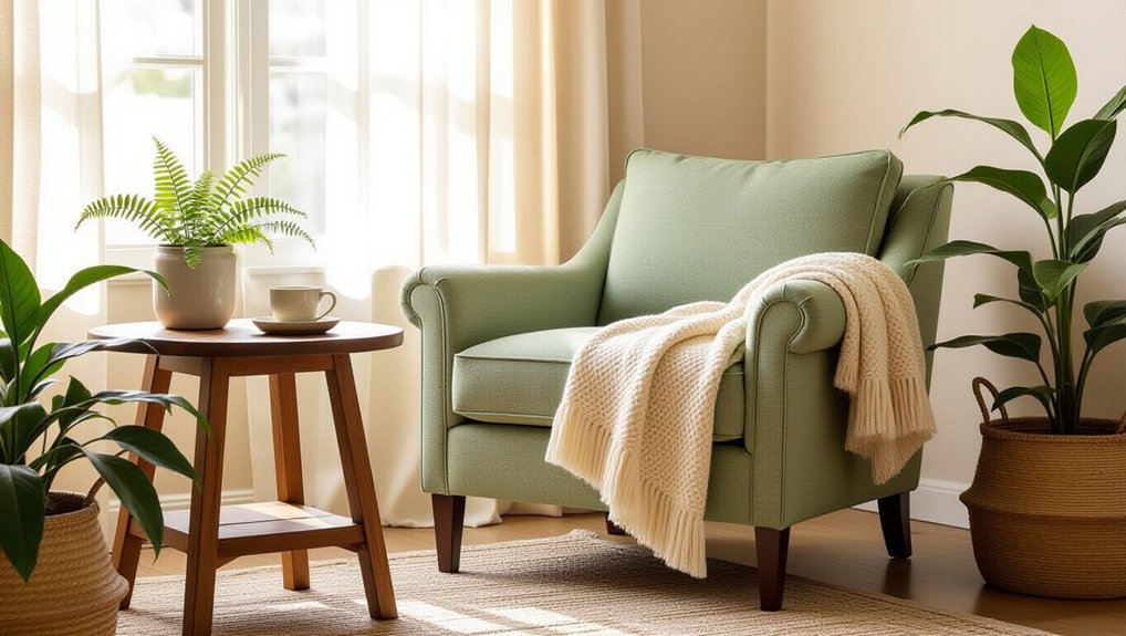 sage green cozy corner