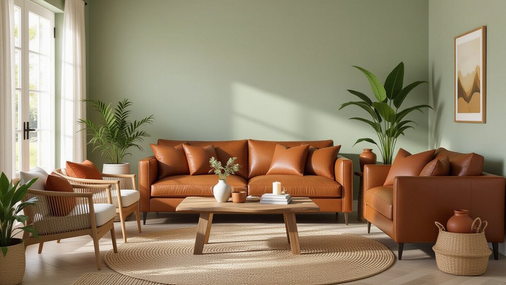 sage green with earthy tones