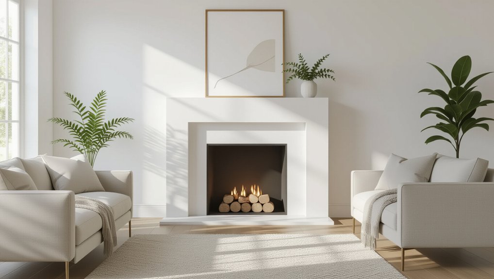 sleek sophisticated white fireplaces
