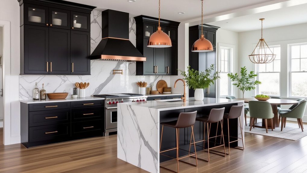 stylish black and copper kitchen