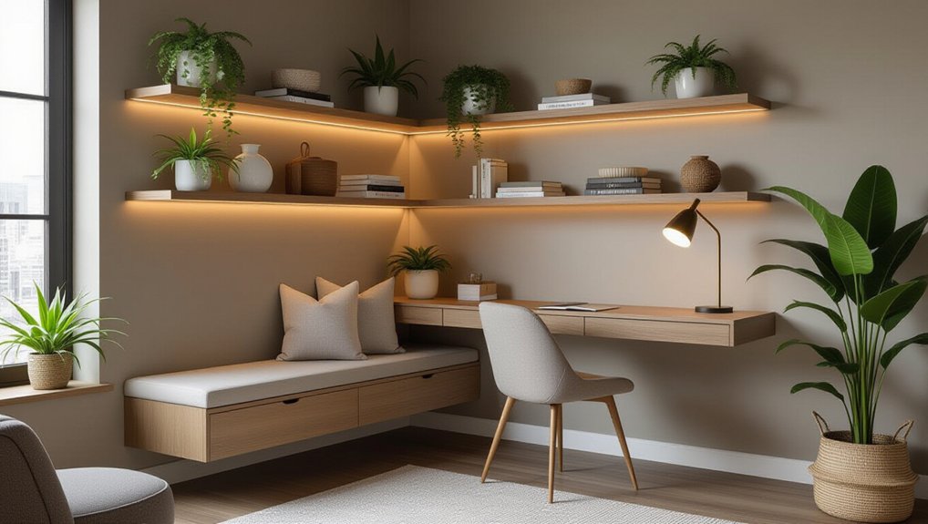 stylish floating corner shelves