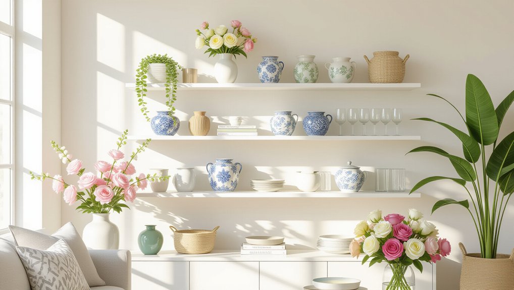 stylish open shelving display