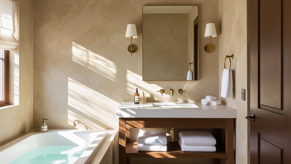 textured walls enhance bathrooms