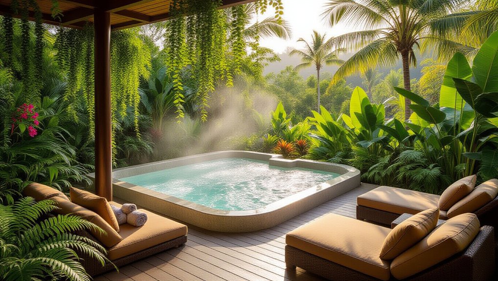 tropical resort garden vibes