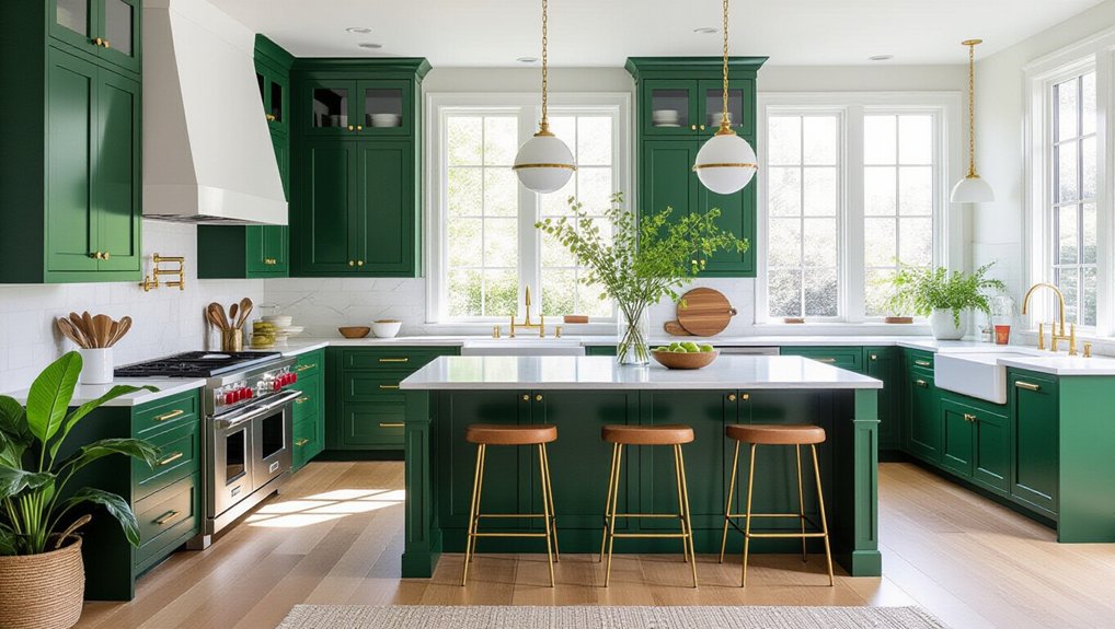 vibrant emerald green accents