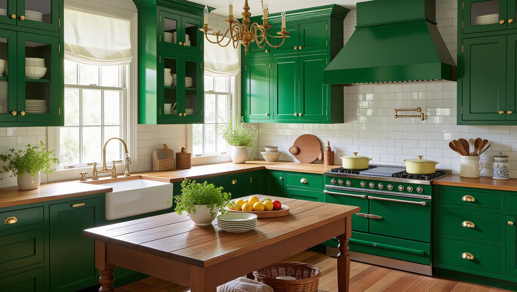 vibrant emerald green accents