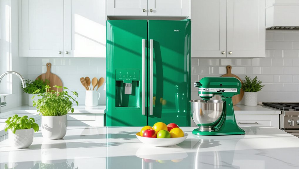 vibrant emerald kitchen appliances