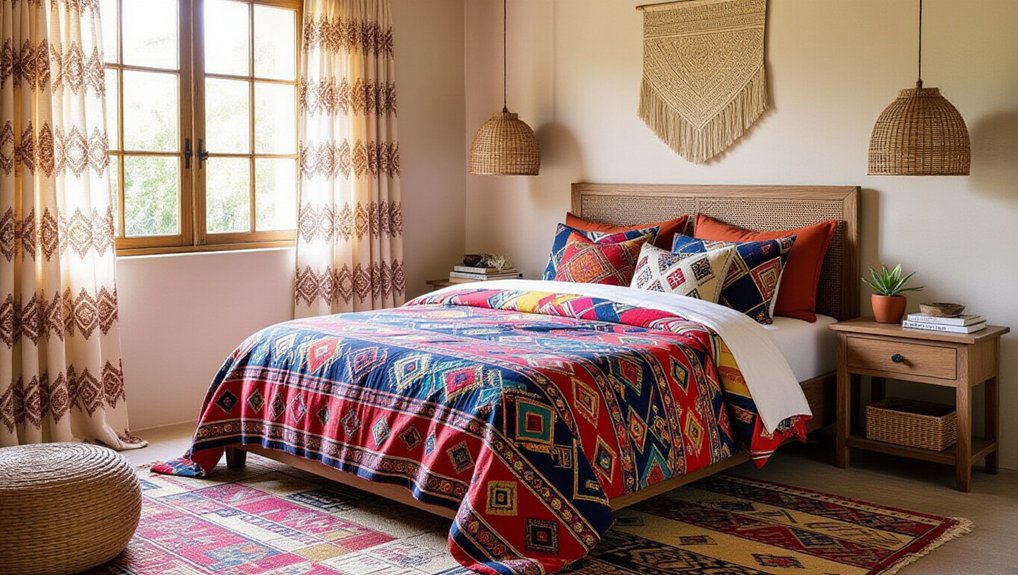 vibrant ethnic print bedding
