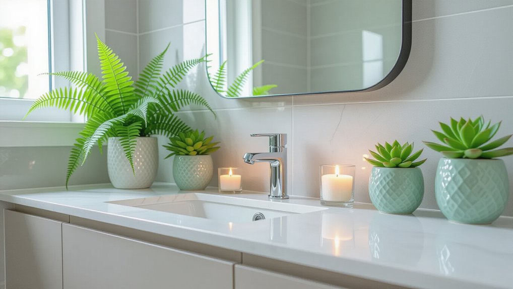 vibrant plants enhance bathrooms