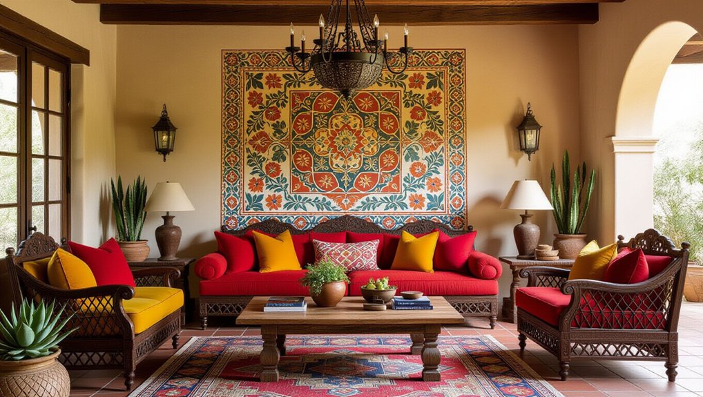 vibrant spanish inspired accent walls